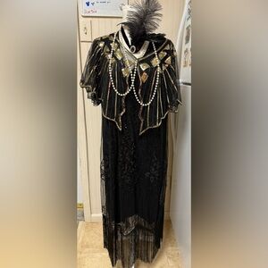 BABEYOND Women's Flapper Dress 1920s Beaded Fringed Great Gatsby 3x 4 piece new